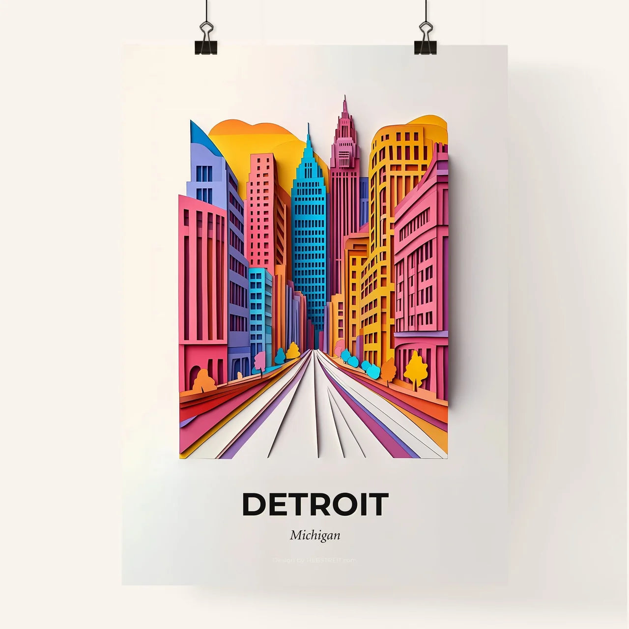 Vivid Detroit, Michigan, Colorful Poster