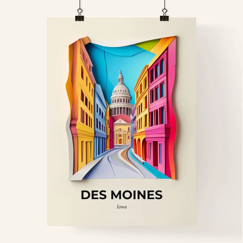 Vivid Des Moines, Iowa, Colorful Poster