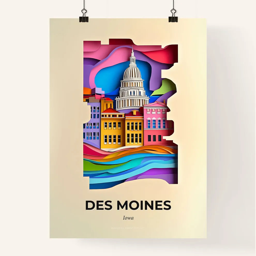 Vivid Des Moines, Iowa, Colorful Poster