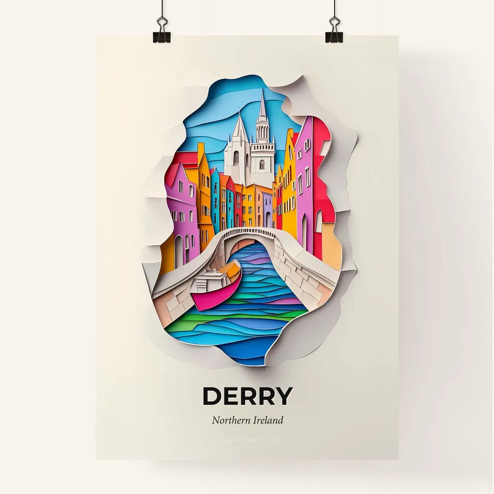 Vivid Derry, Northern Ireland, Colorful Poster