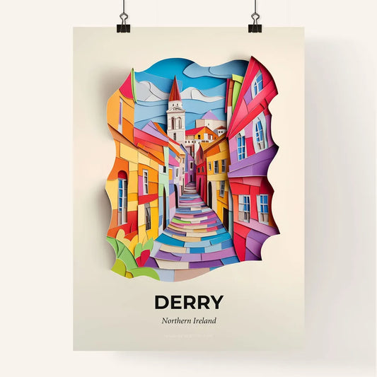Vivid Derry, Northern Ireland, Colorful Poster