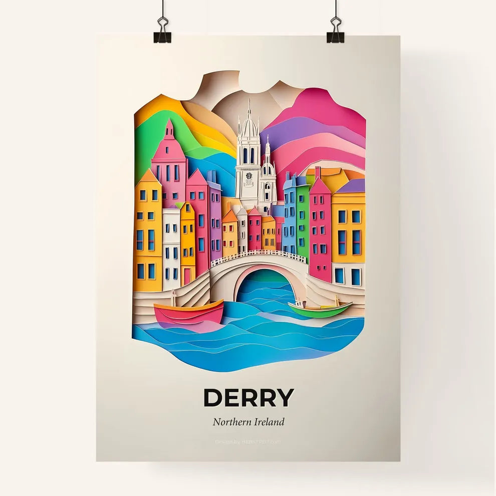 Vivid Derry, Northern Ireland, Colorful Poster