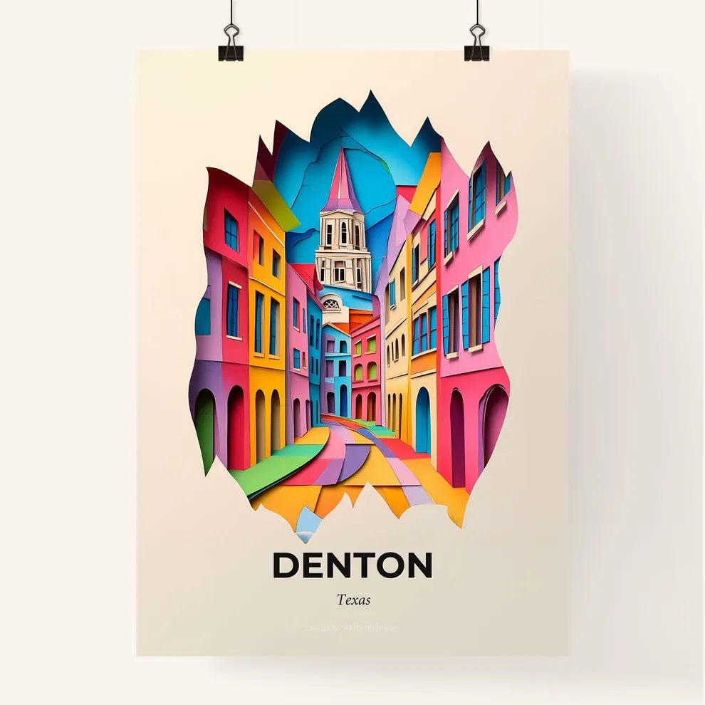 Vivid Denton, Texas, Colorful Poster