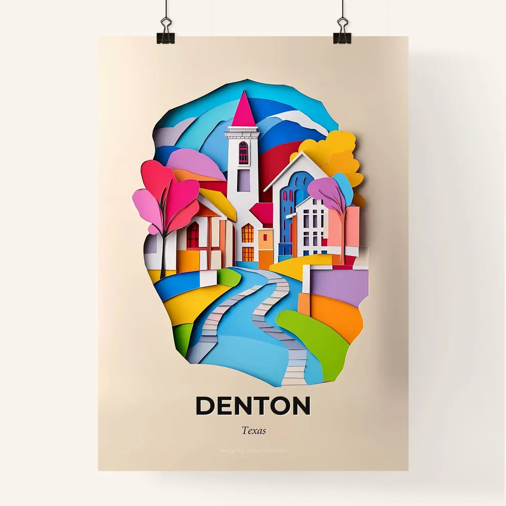 Vivid Denton, Texas, Colorful Poster
