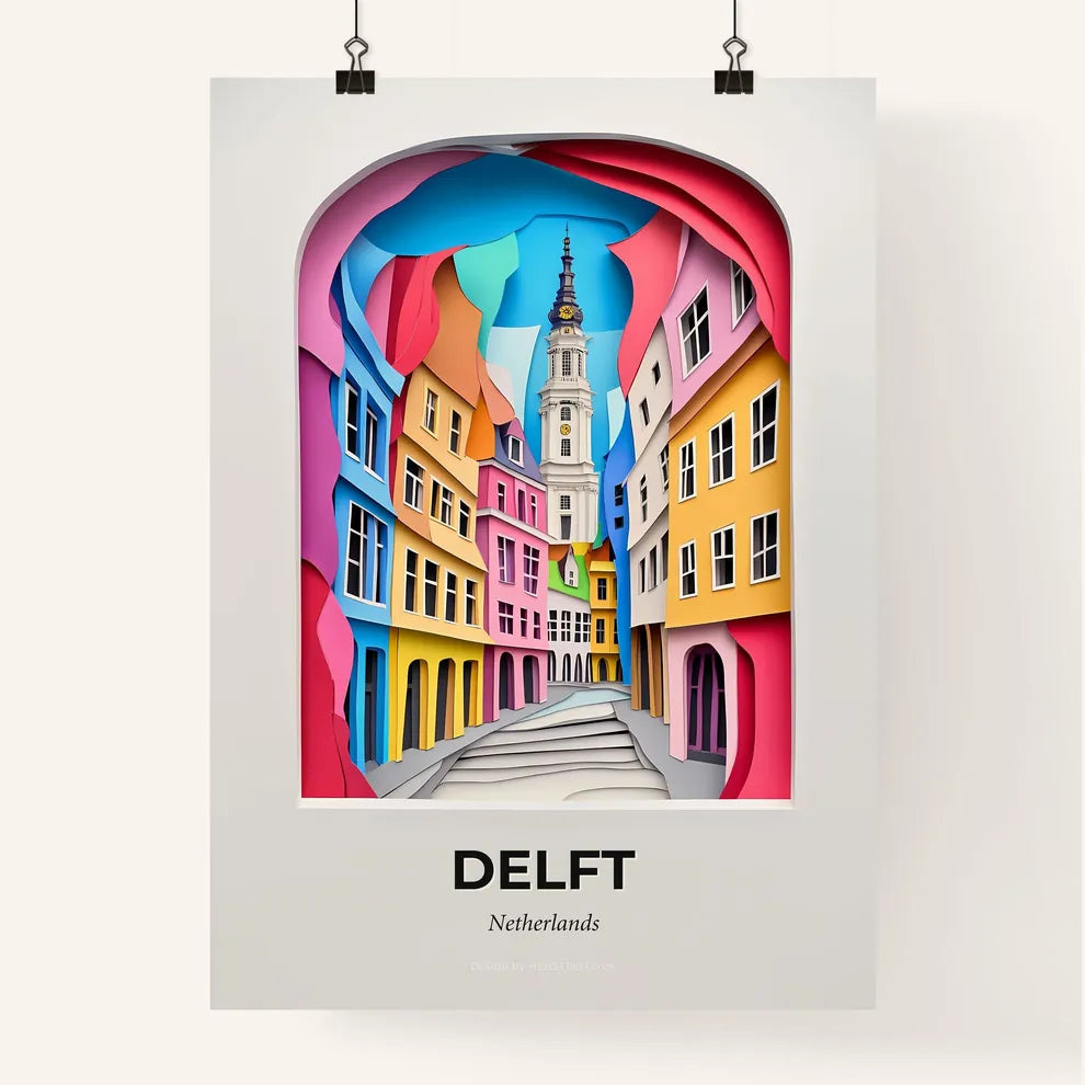 Vivid Delft, Netherlands, Colorful Poster