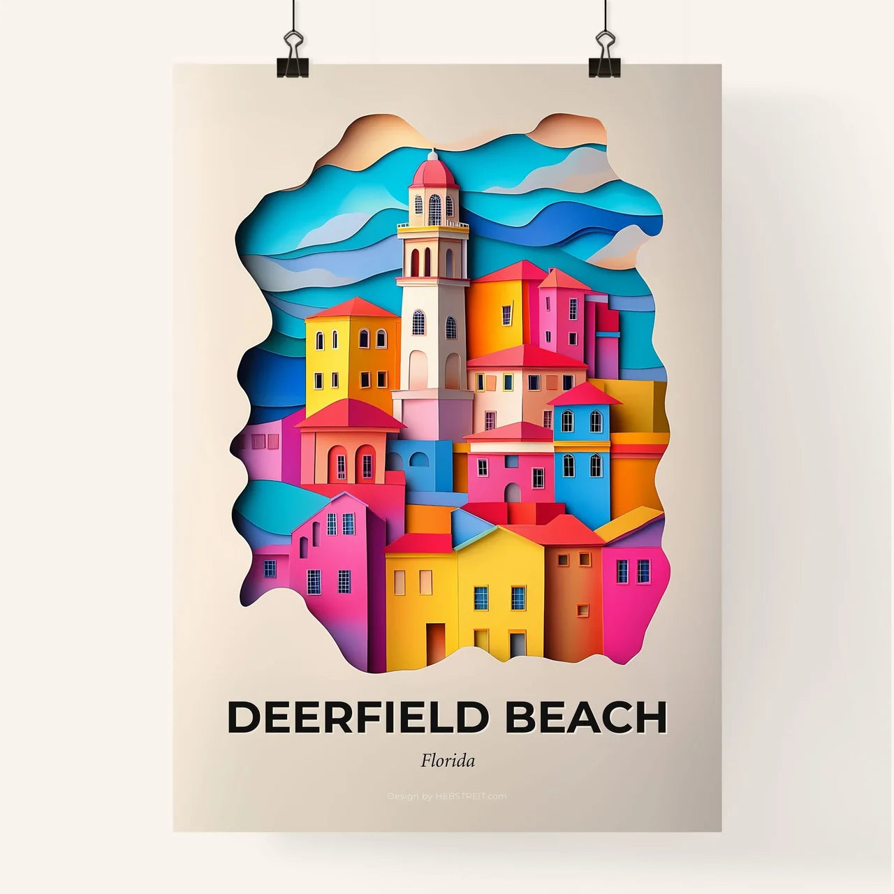 Vivid Deerfield Beach, Florida, Colorful Poster