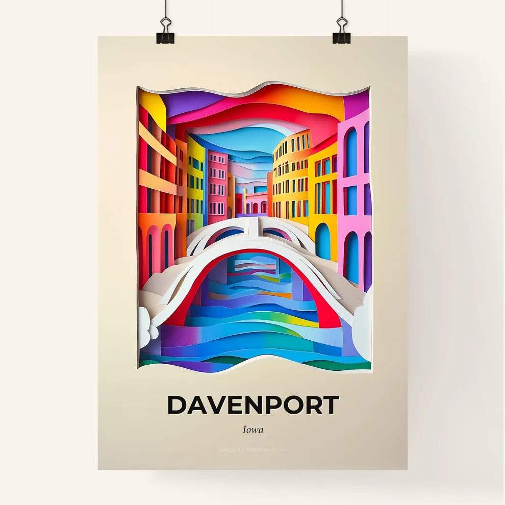 Vivid Davenport, Iowa, Colorful Poster