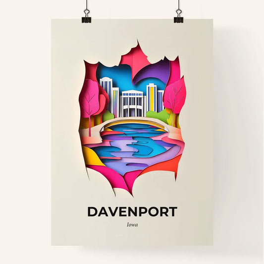 Vivid Davenport, Iowa, Colorful Poster