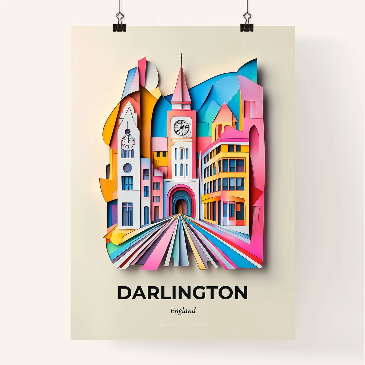 Vivid Darlington, England, Colorful Poster
