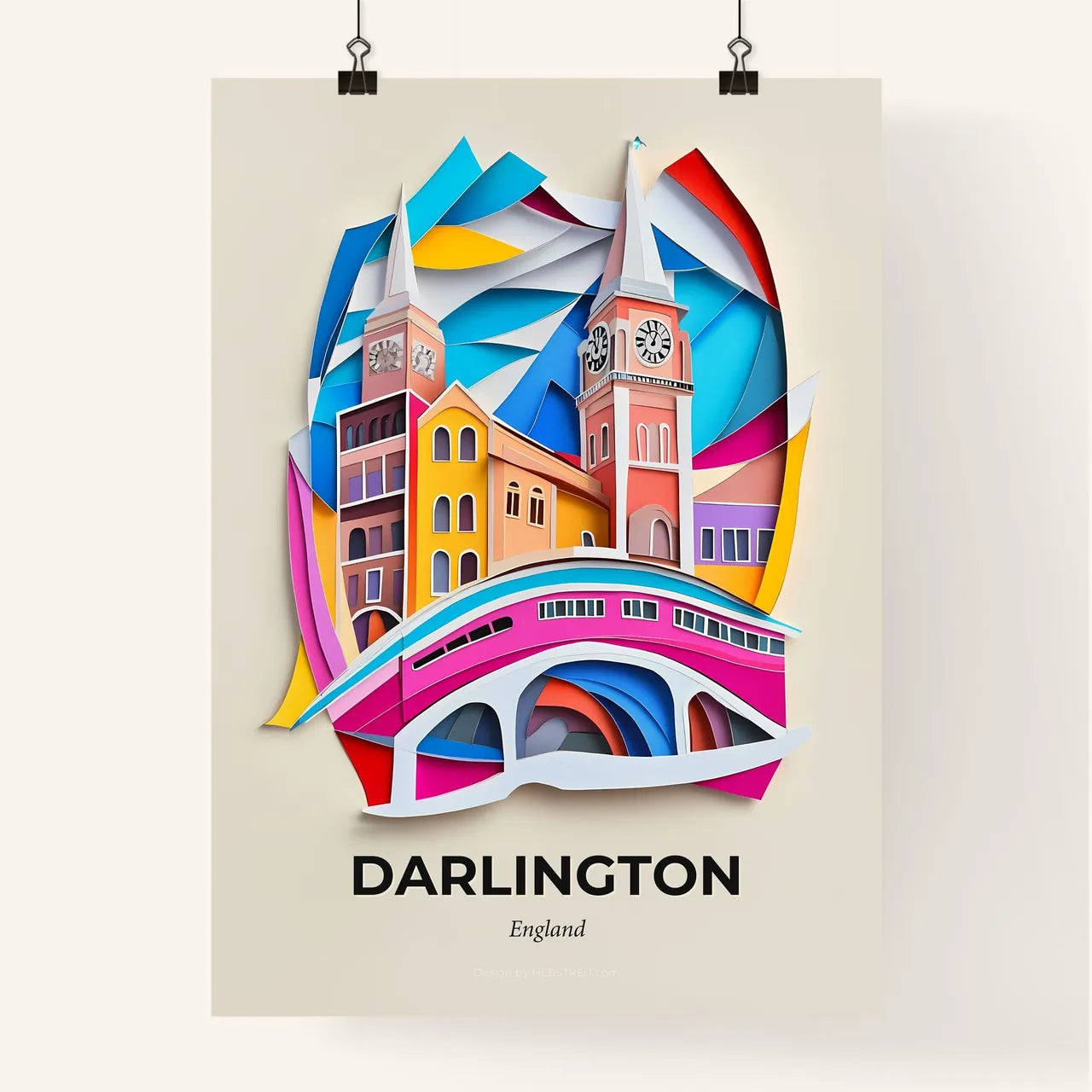 Vivid Darlington, England, Colorful Poster