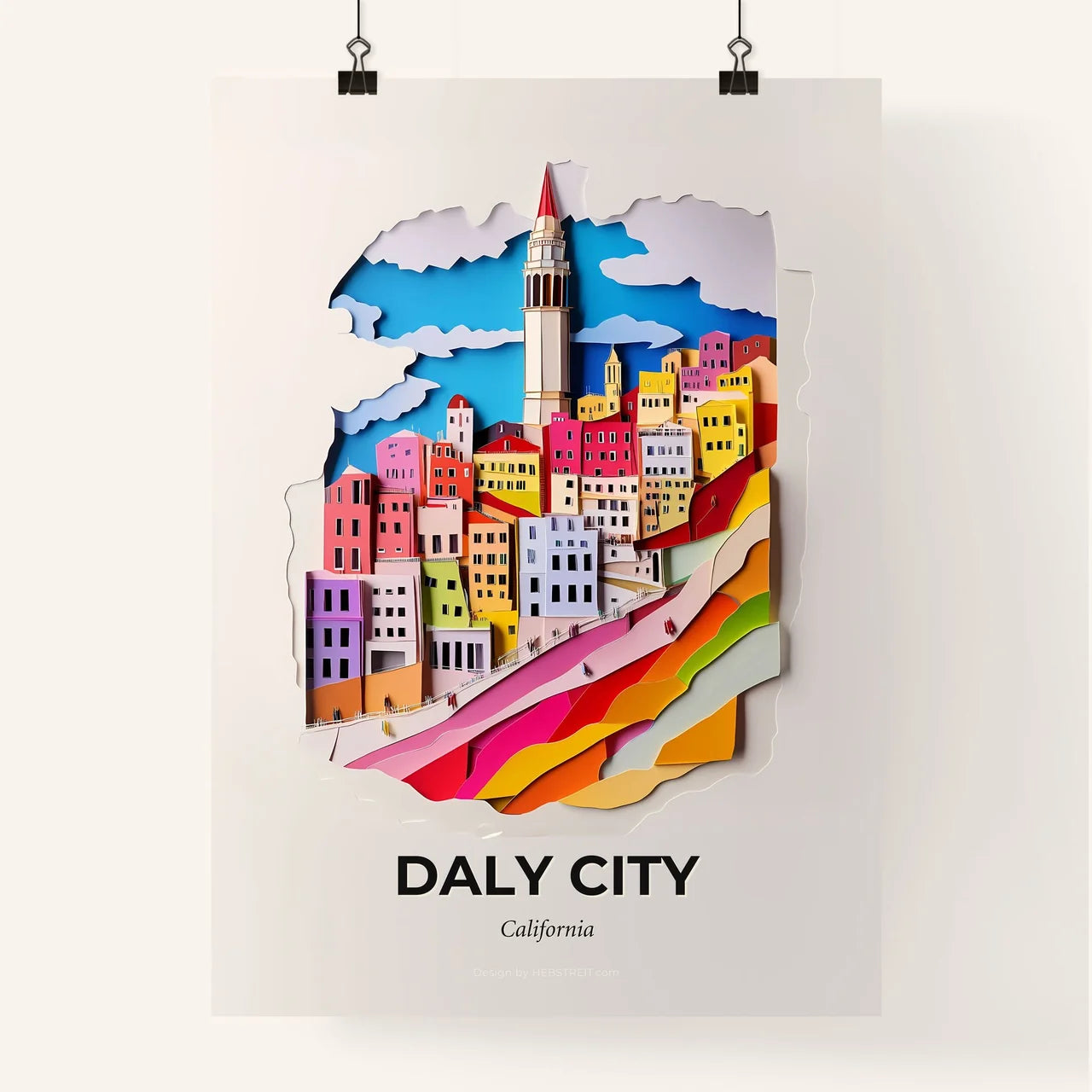 Vivid Daly City, California, Colorful Poster
