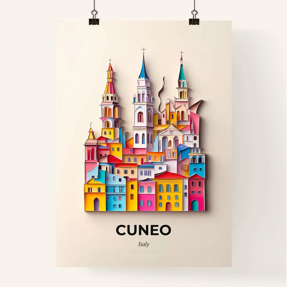 Vivid Cuneo, Italy, Colorful Poster
