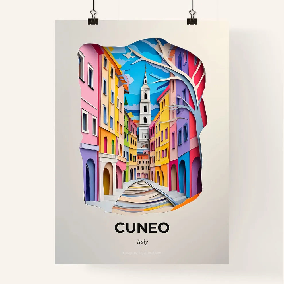 Vivid Cuneo, Italy, Colorful Poster
