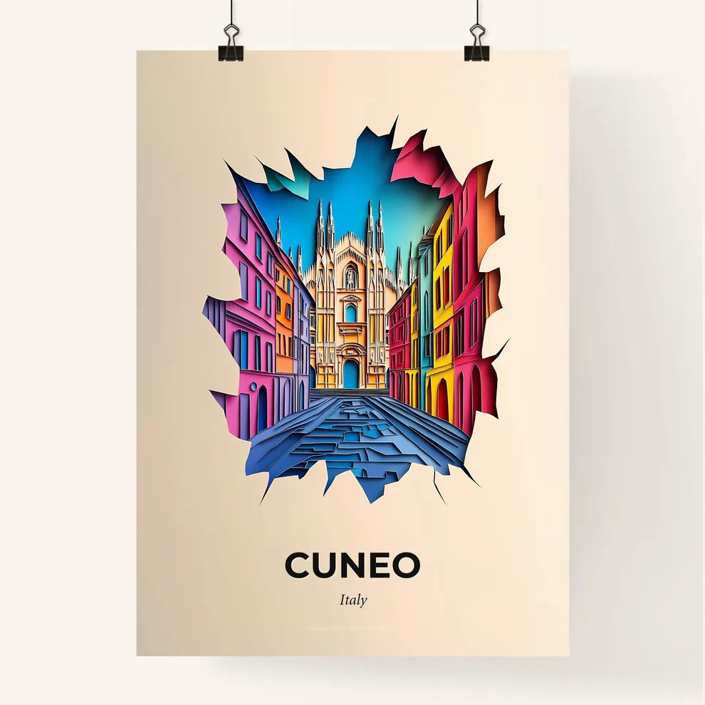 Vivid Cuneo, Italy, Colorful Poster