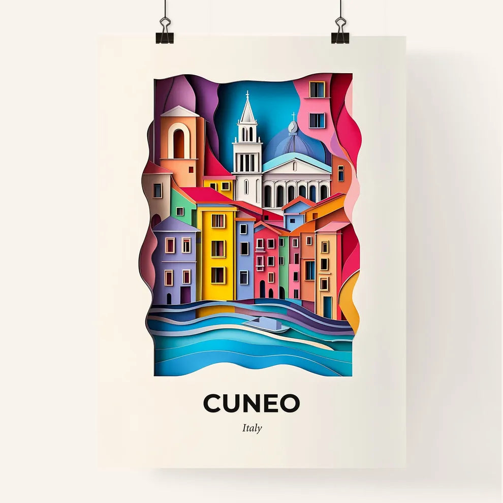 Vivid Cuneo, Italy, Colorful Poster
