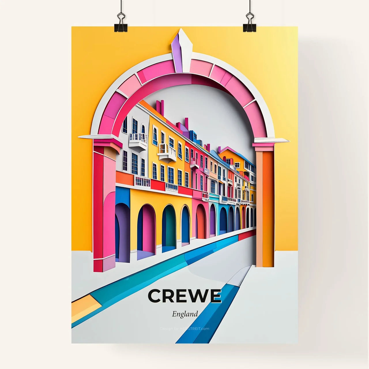 Vivid Crewe, England, Colorful Poster