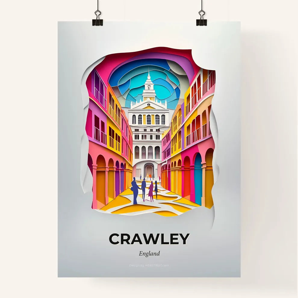 Vivid Crawley, England, Colorful Poster