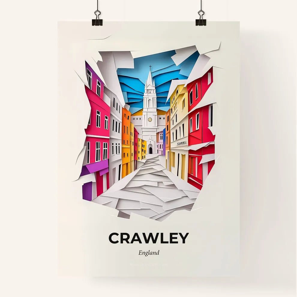 Vivid Crawley, England, Colorful Poster