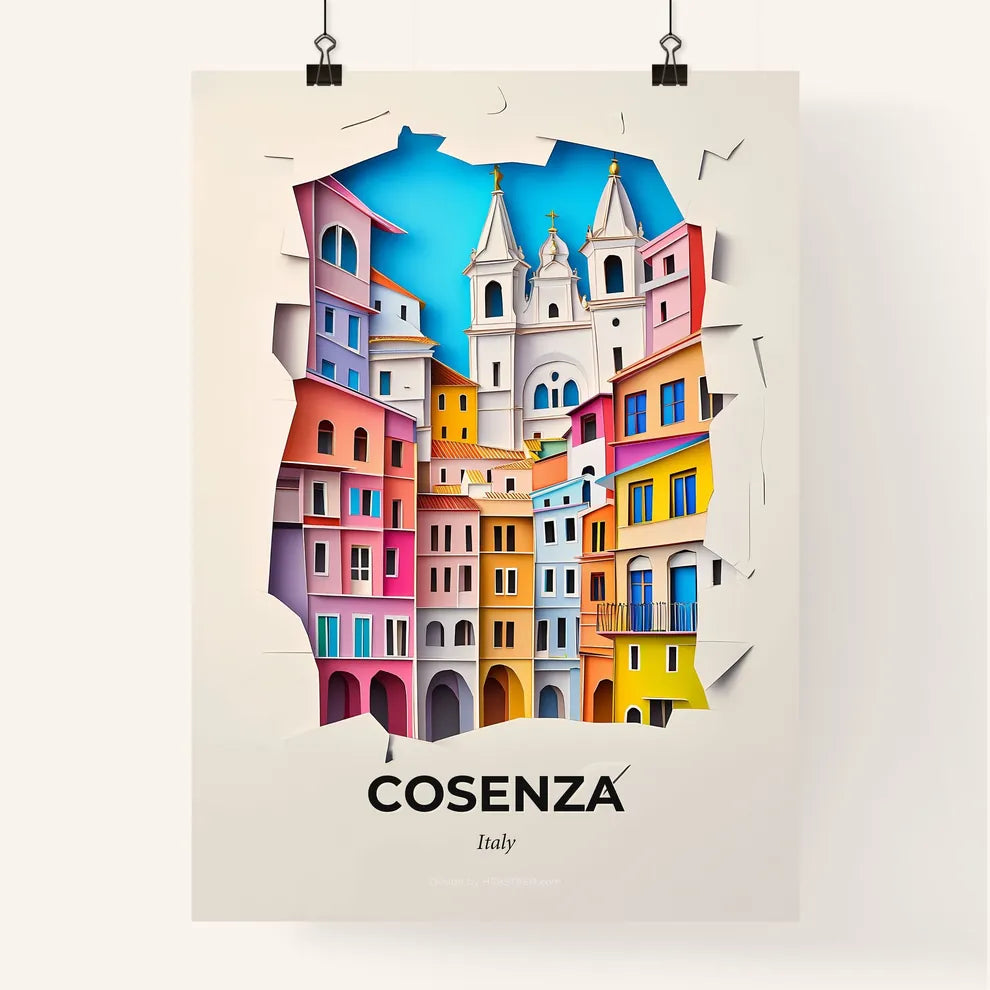 Vivid Cosenza, Italy, Colorful Poster