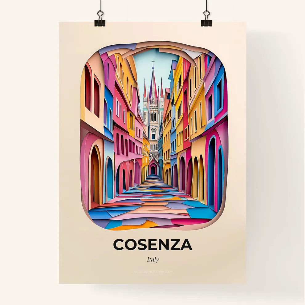 Vivid Cosenza, Italy, Colorful Poster
