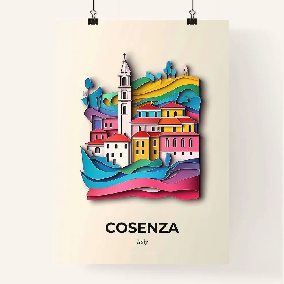 Vivid Cosenza, Italy, Colorful Poster