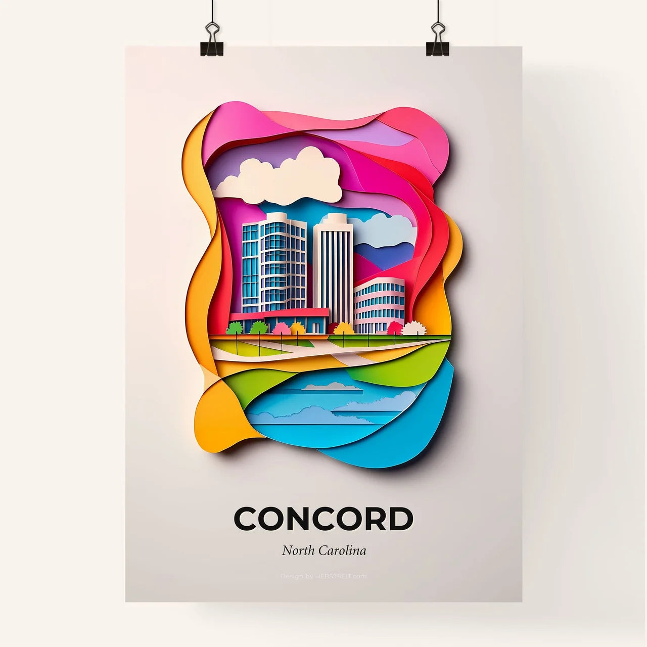 Vivid Concord, North Carolina, Colorful Poster