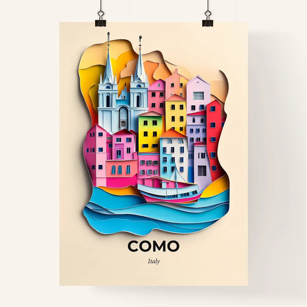 Vivid Como, Italy, Colorful Poster