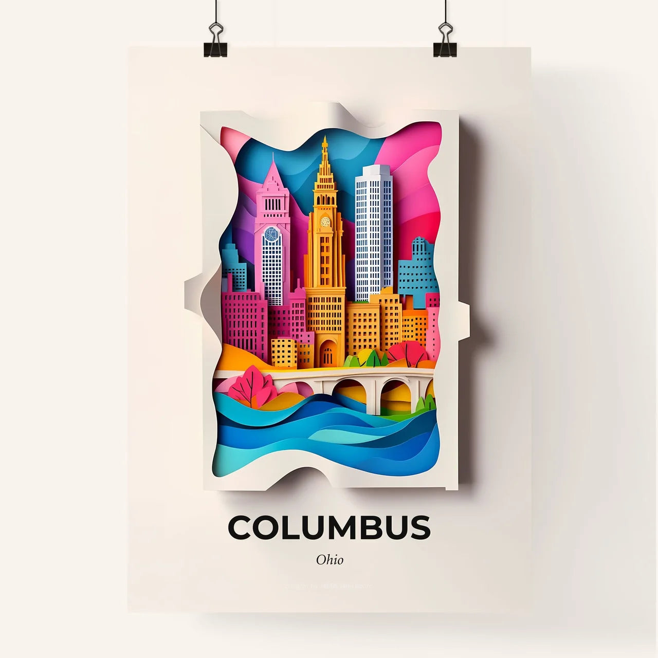 Vivid Columbus, Ohio, Colorful Poster