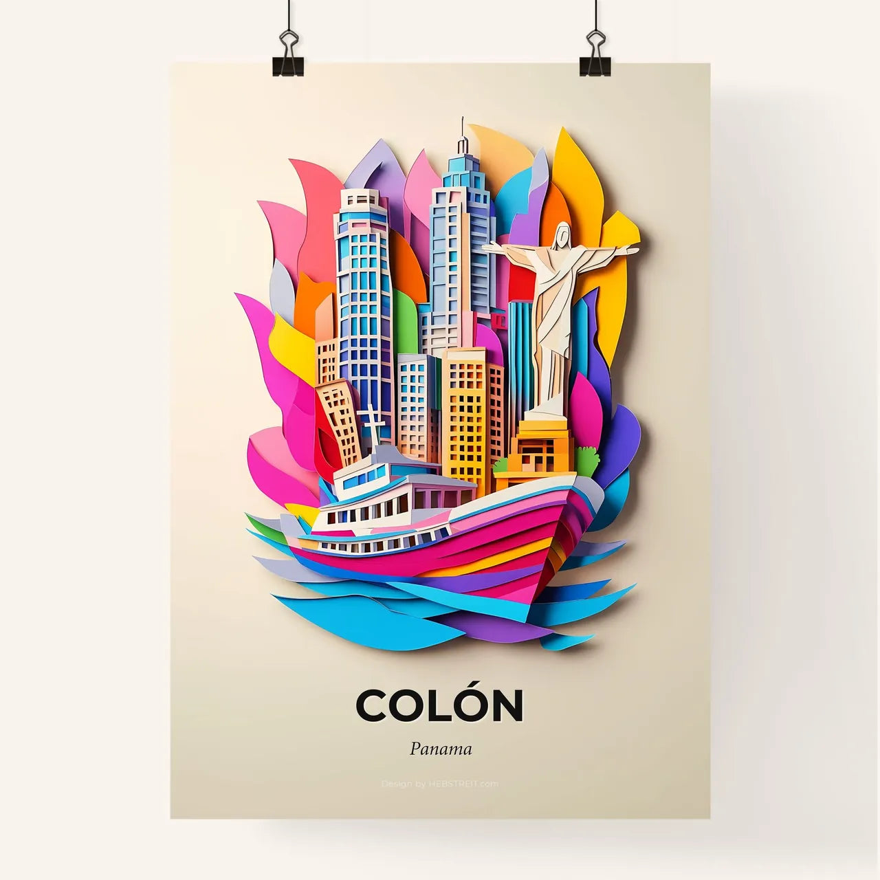 Vivid Colón, Panama, Colorful Poster