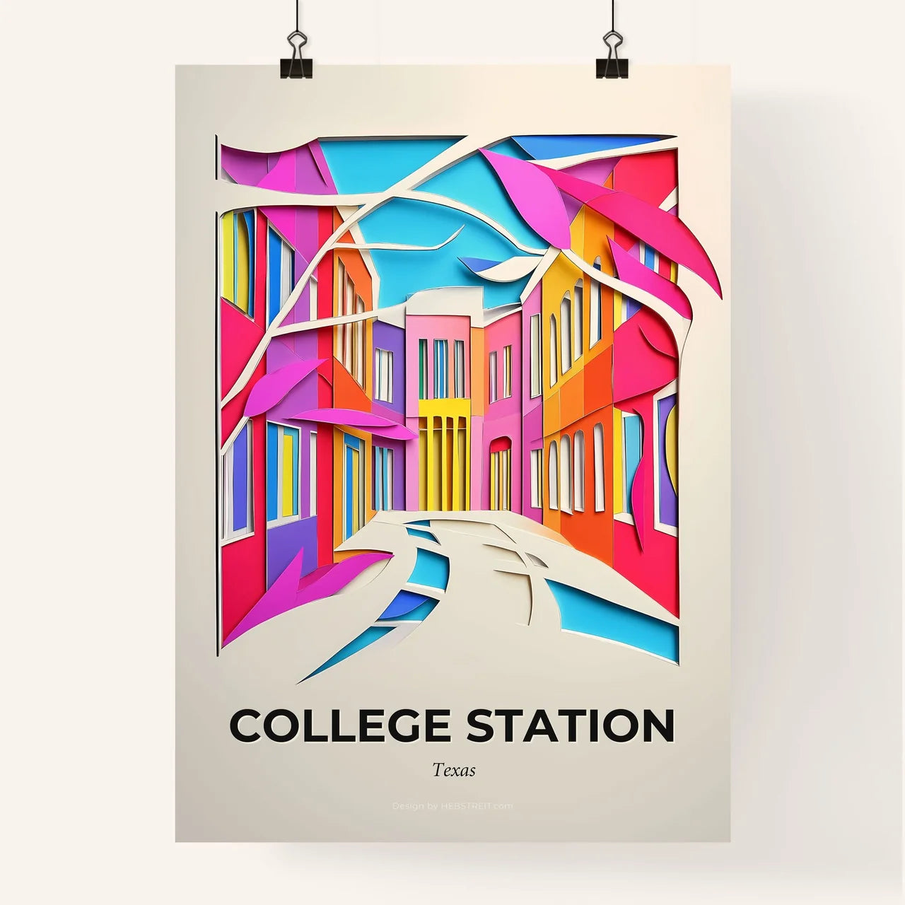 Vivid College Station, Texas, Colorful Poster