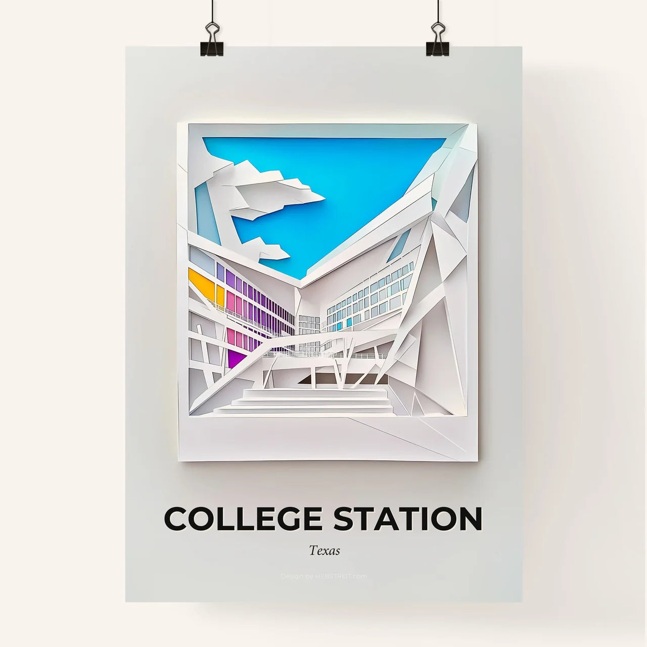 Vivid College Station, Texas, Colorful Poster