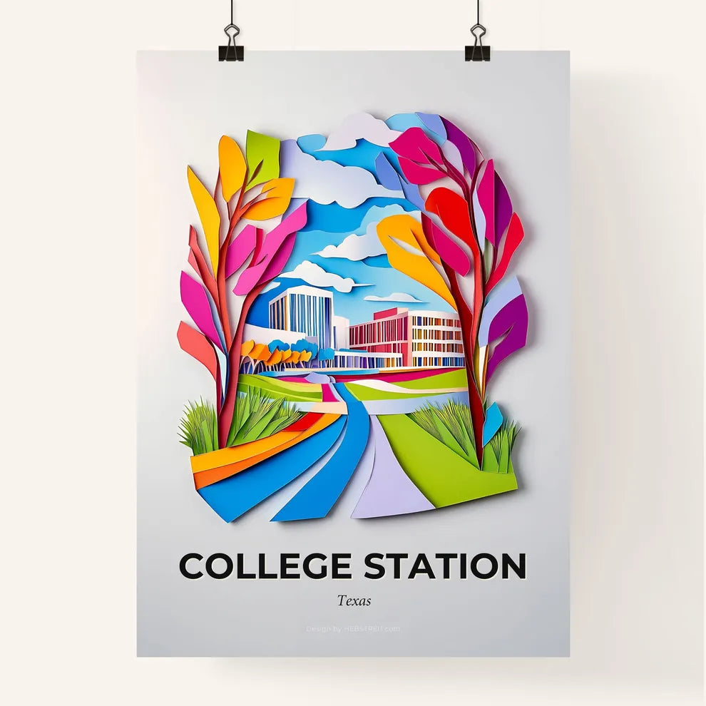 Vivid College Station, Texas, Colorful Poster