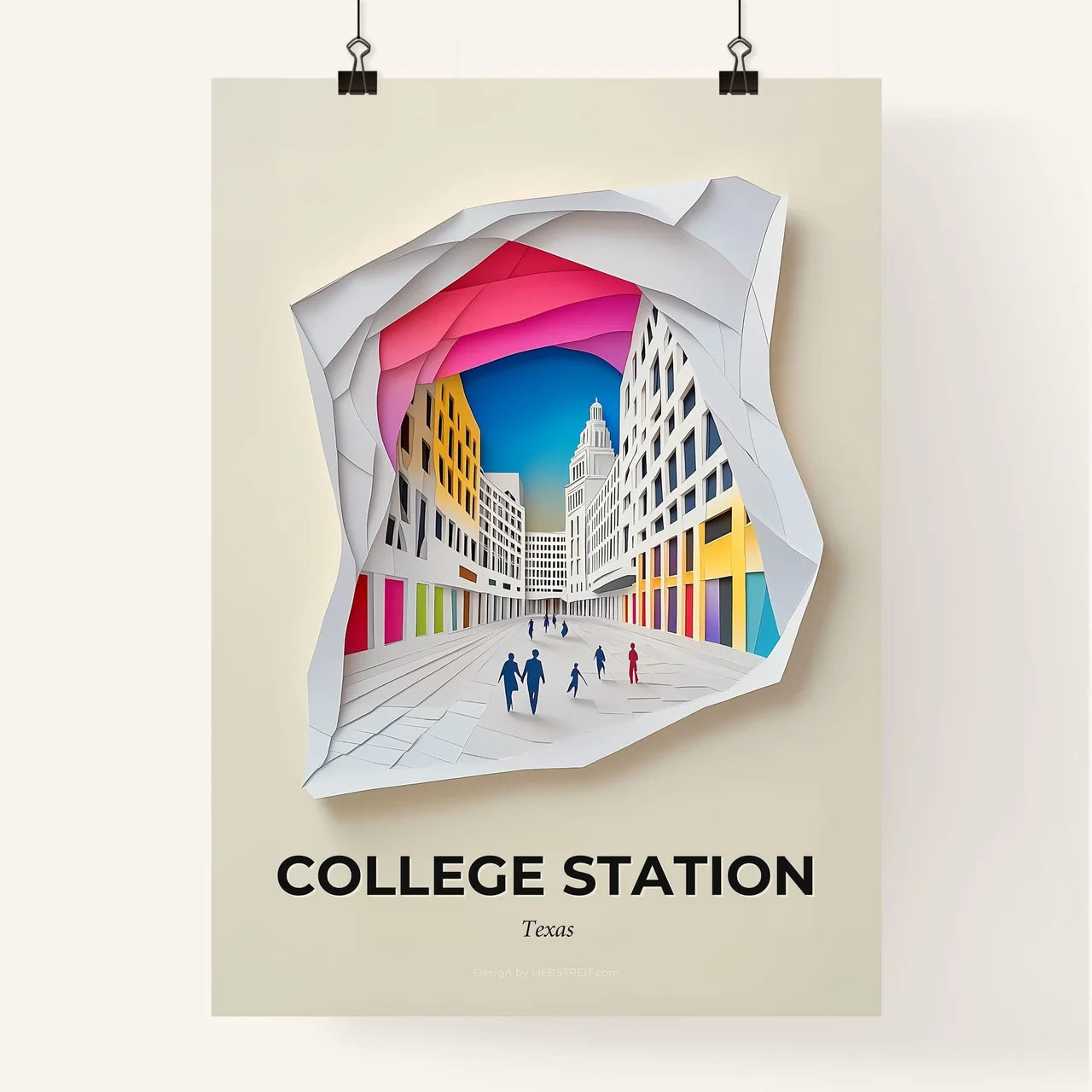 Vivid College Station, Texas, Colorful Poster
