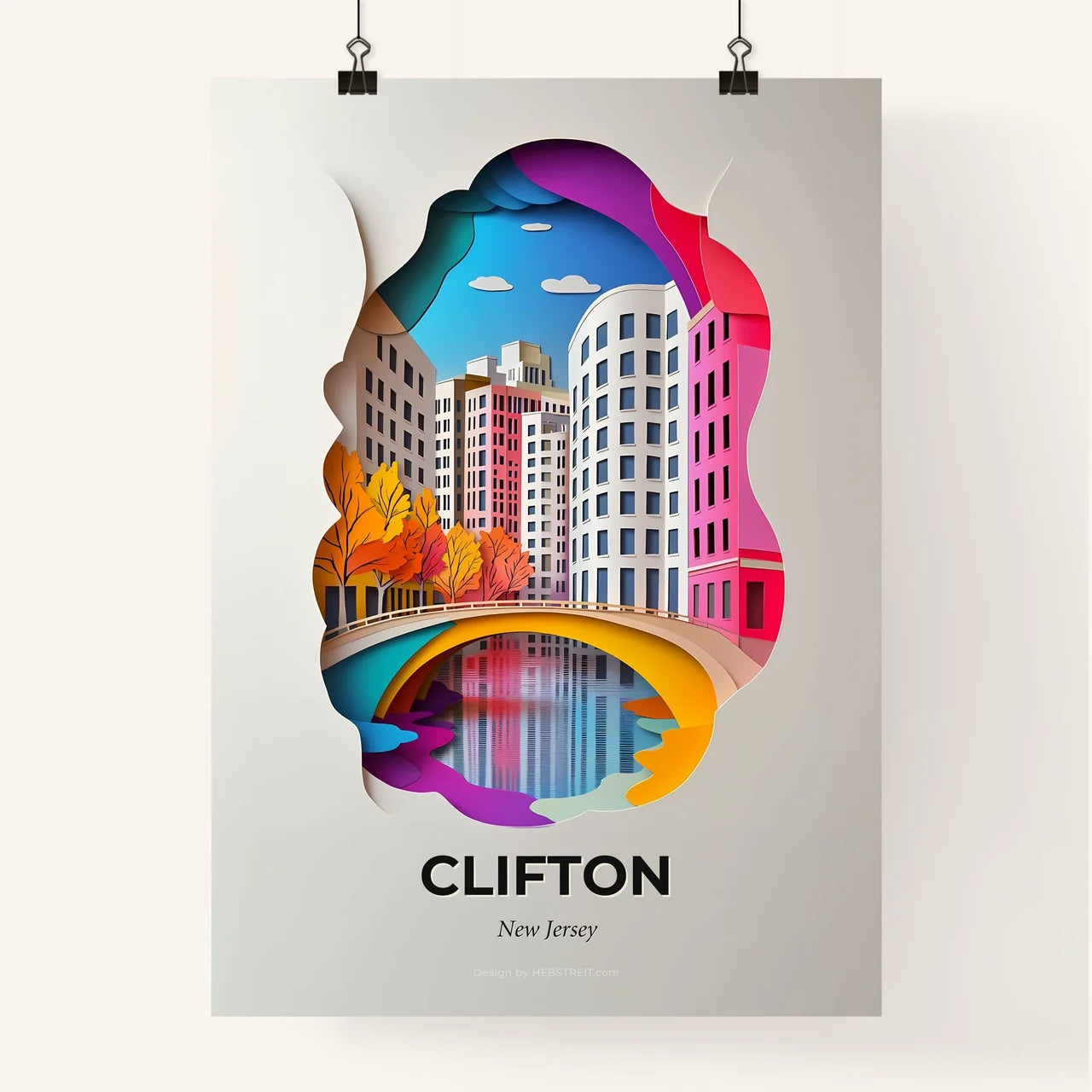 Vivid Clifton, New Jersey, Colorful Poster