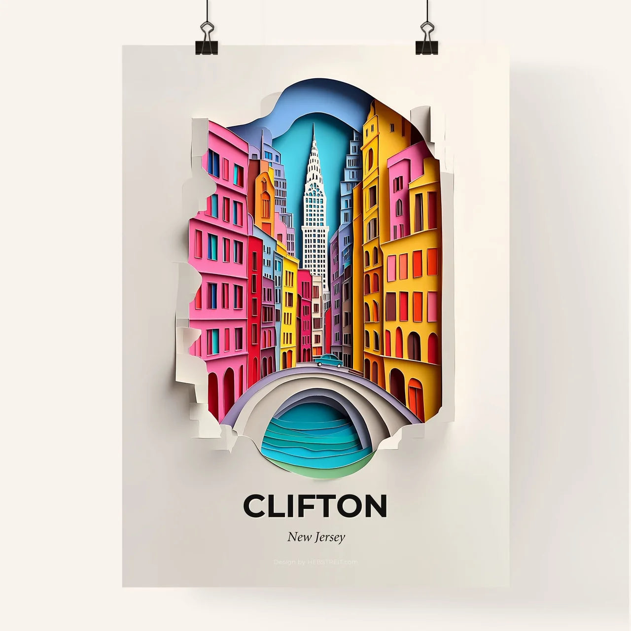 Vivid Clifton, New Jersey, Colorful Poster