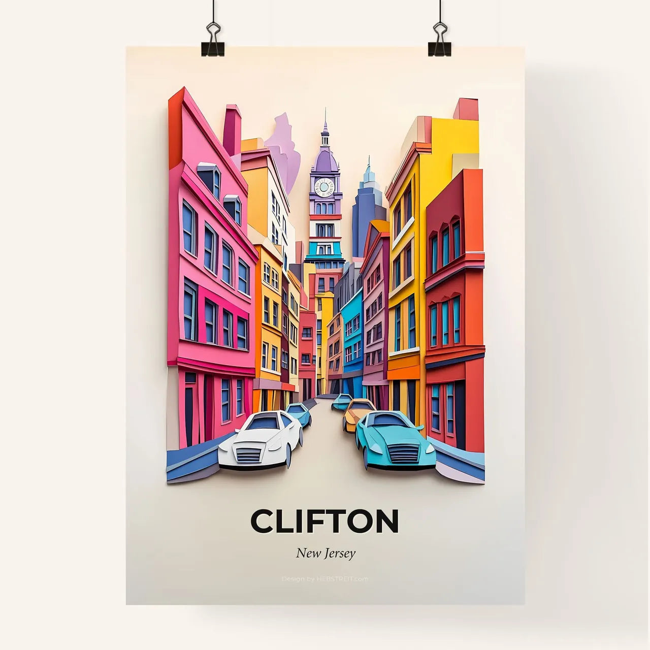 Vivid Clifton, New Jersey, Colorful Poster