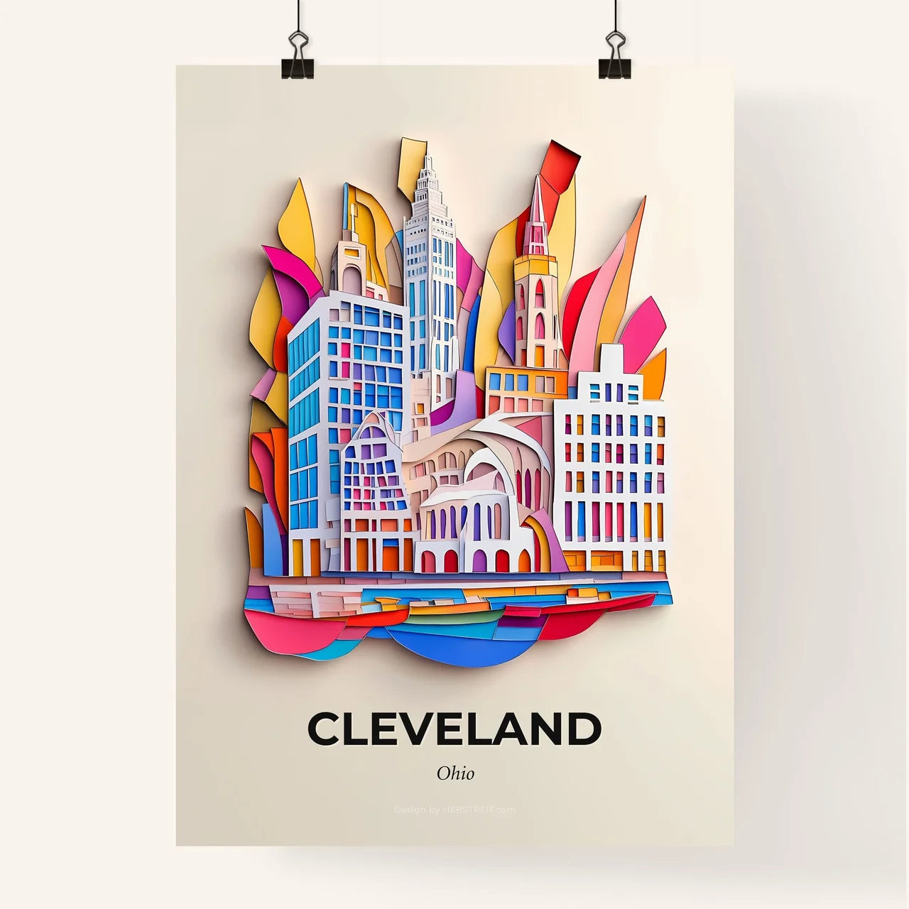 Vivid Cleveland, Ohio, Colorful Poster