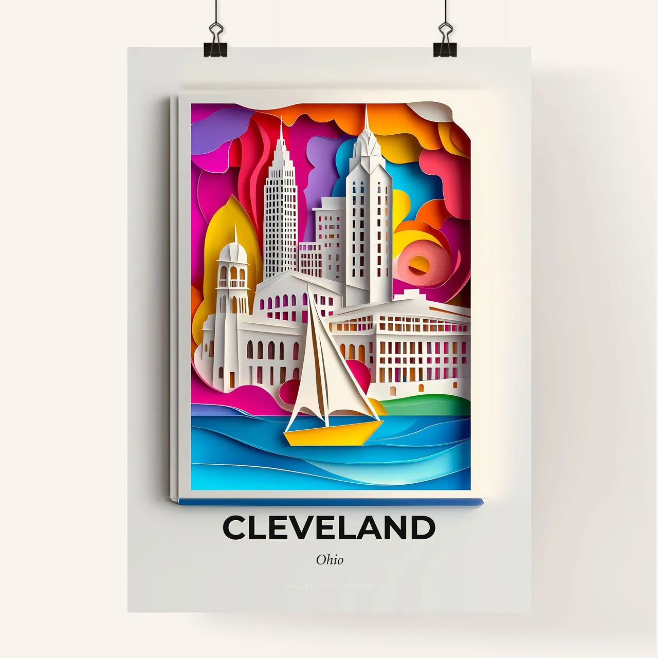 Vivid Cleveland, Ohio, Colorful Poster