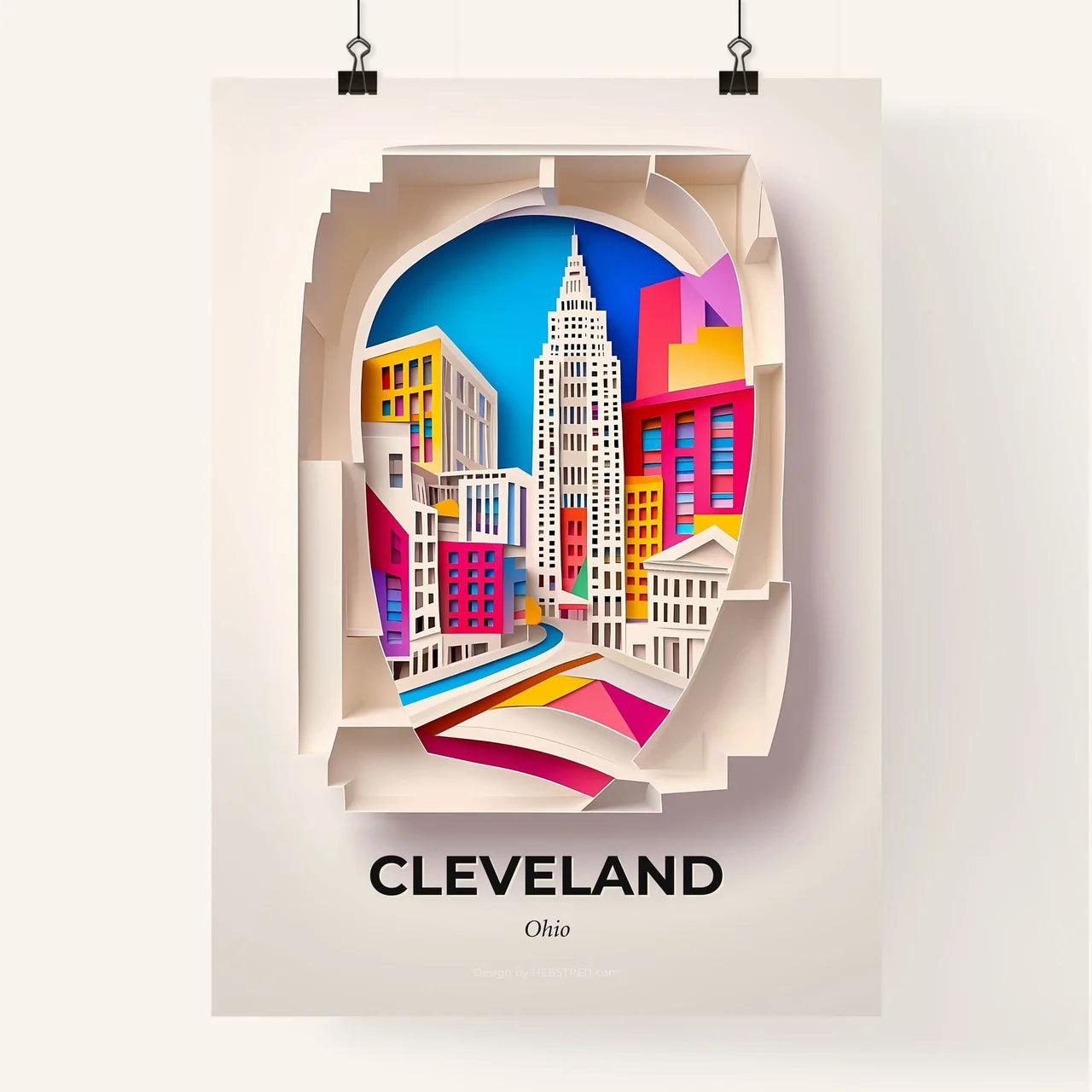 Vivid Cleveland, Ohio, Colorful Poster