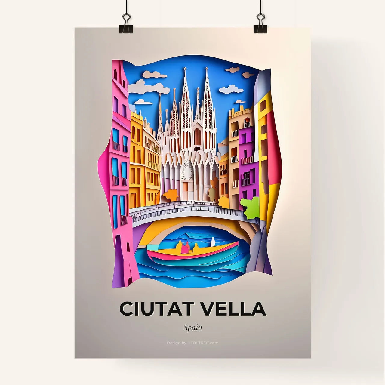 Vivid Ciutat Vella, Spain, Colorful Poster
