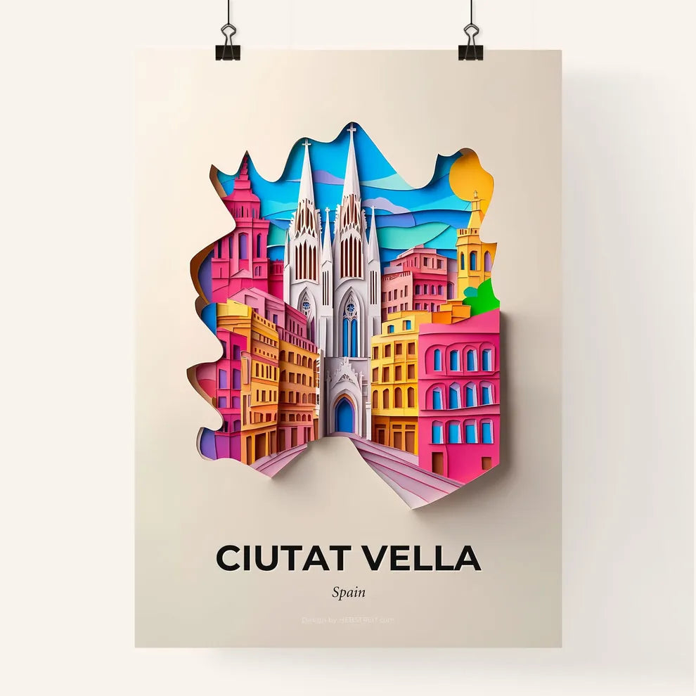 Vivid Ciutat Vella, Spain, Colorful Poster