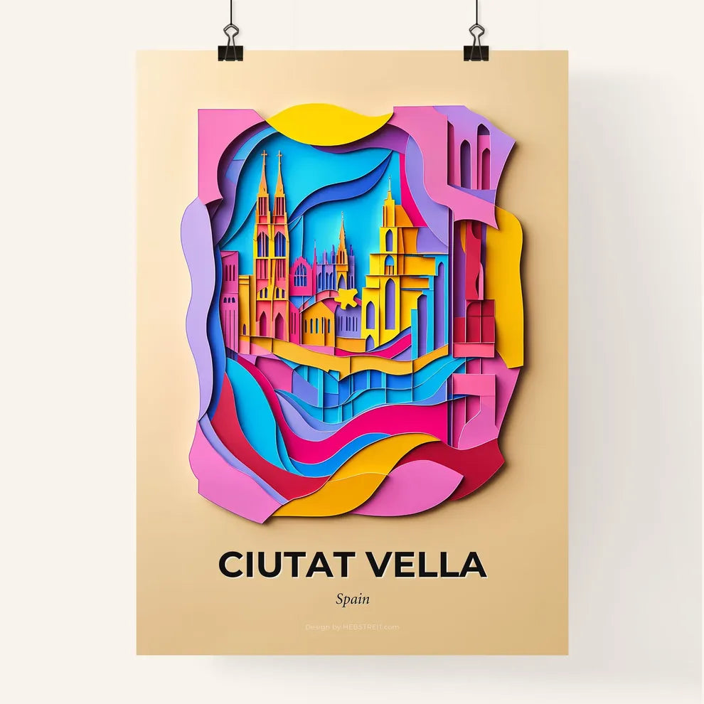 Vivid Ciutat Vella, Spain, Colorful Poster