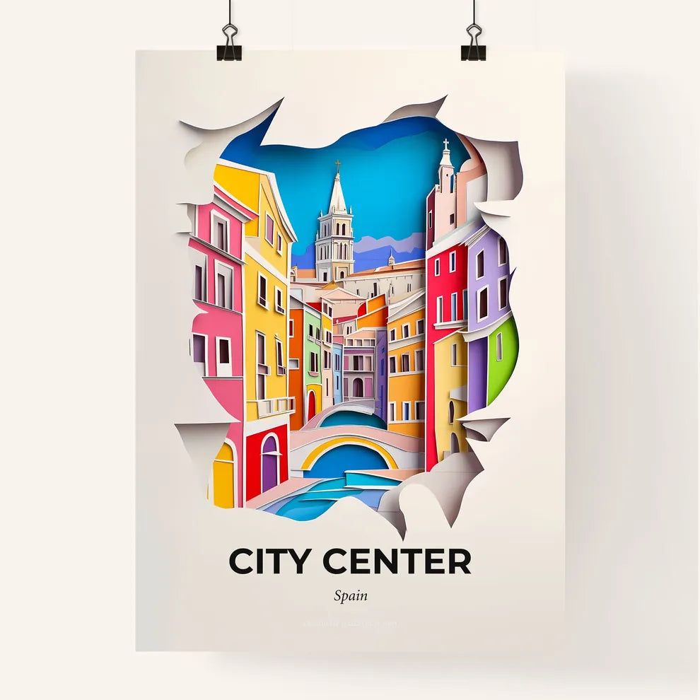 Vivid City Center, Spain, Colorful Poster