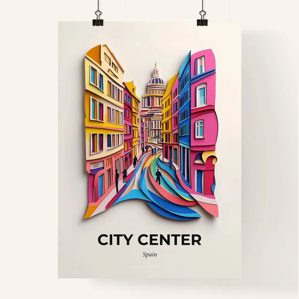 Vivid City Center, Spain, Colorful Poster