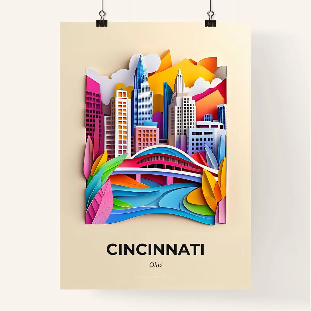 Vivid Cincinnati, Ohio, Colorful Poster