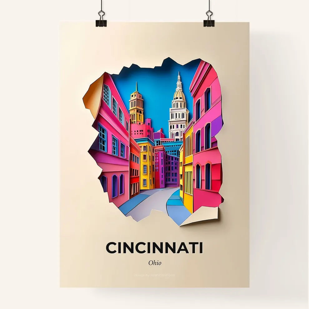 Vivid Cincinnati, Ohio, Colorful Poster
