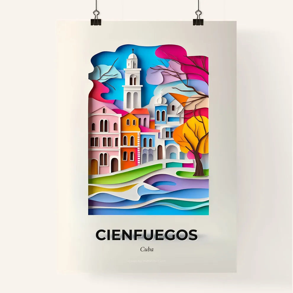 Vivid Cienfuegos, Cuba, Colorful Poster