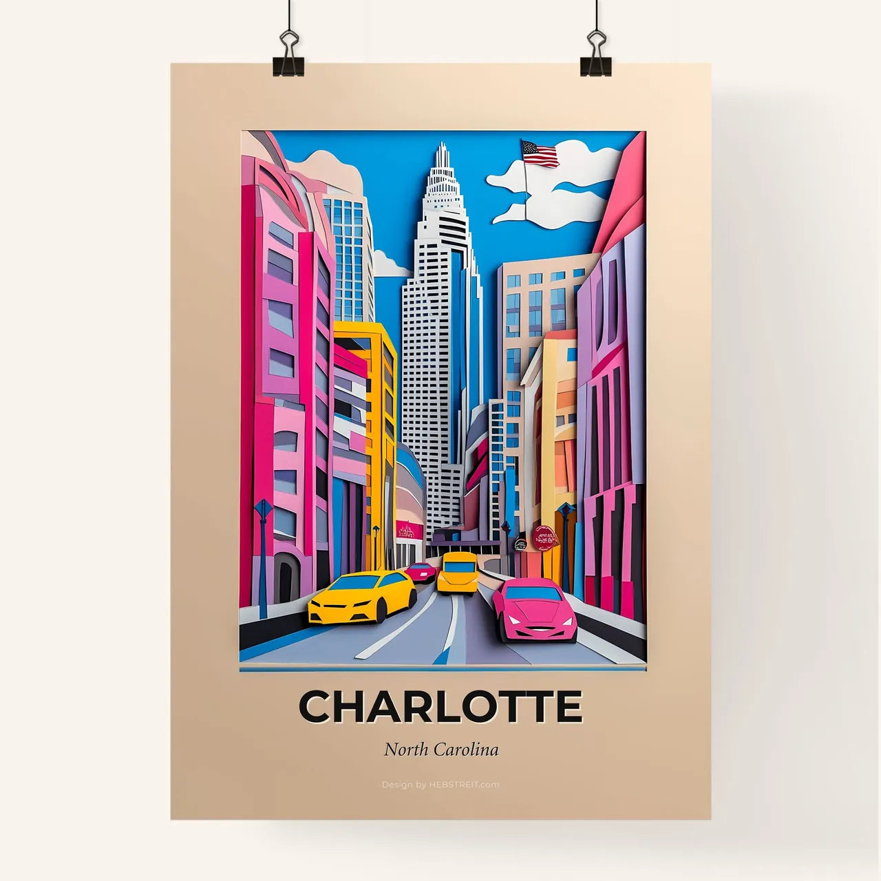 Vivid Charlotte, North Carolina, Colorful Poster
