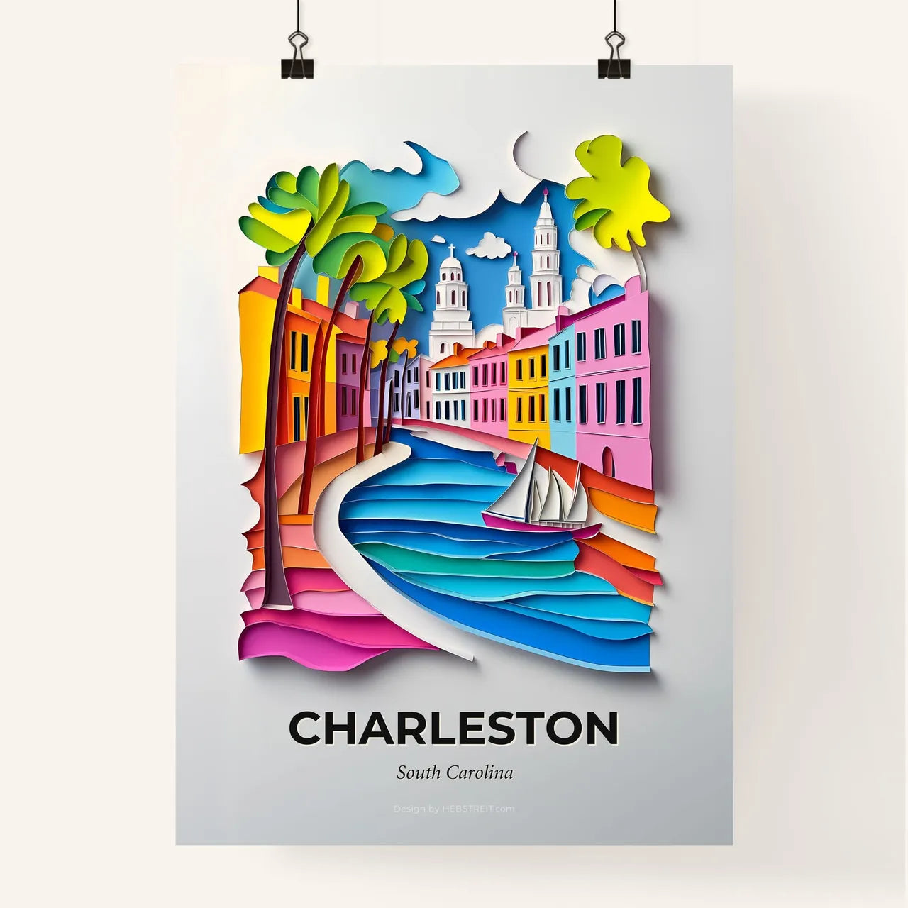 Vivid Charleston, South Carolina, Colorful Poster