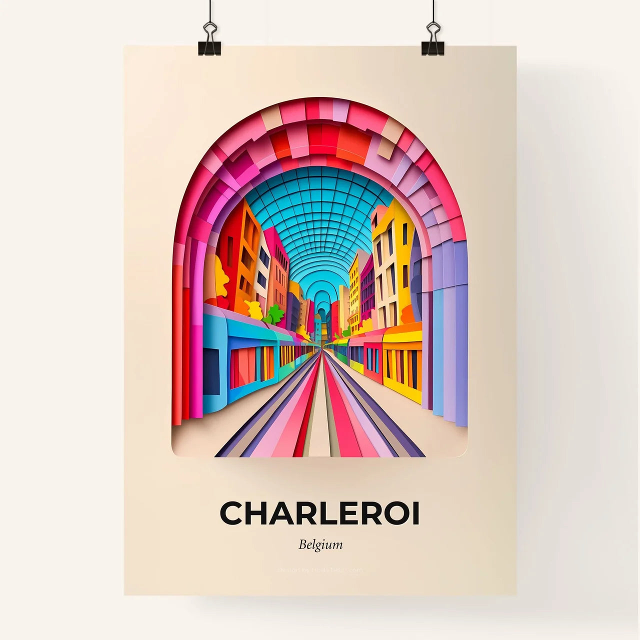Vivid Charleroi, Belgium, Colorful Poster